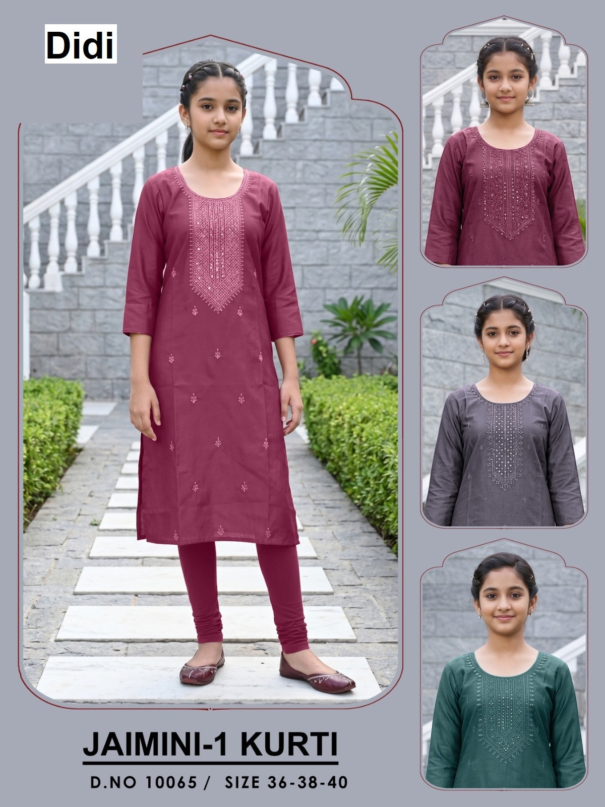 Jaimini 1 Dn 10065 Didi Gadwal Silk Girls Kurti Exporter Ahmedabad