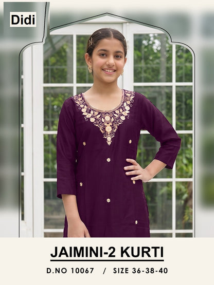 Jaimini 2 Dn 10067 Didi Gadwal Silk Girls Kurti Supplier Ahmedabad
