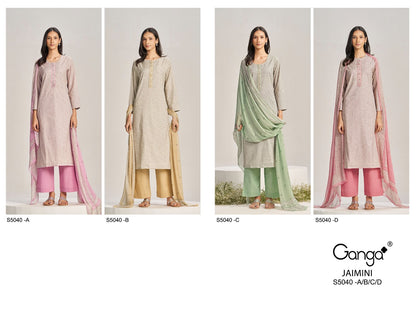 Jaimini S5040 Ganga Cotton Pant Style Suits Wholesaler Ahmedabad