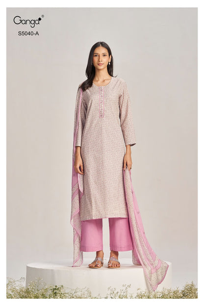 Jaimini S5040 Ganga Cotton Pant Style Suits Wholesaler Ahmedabad