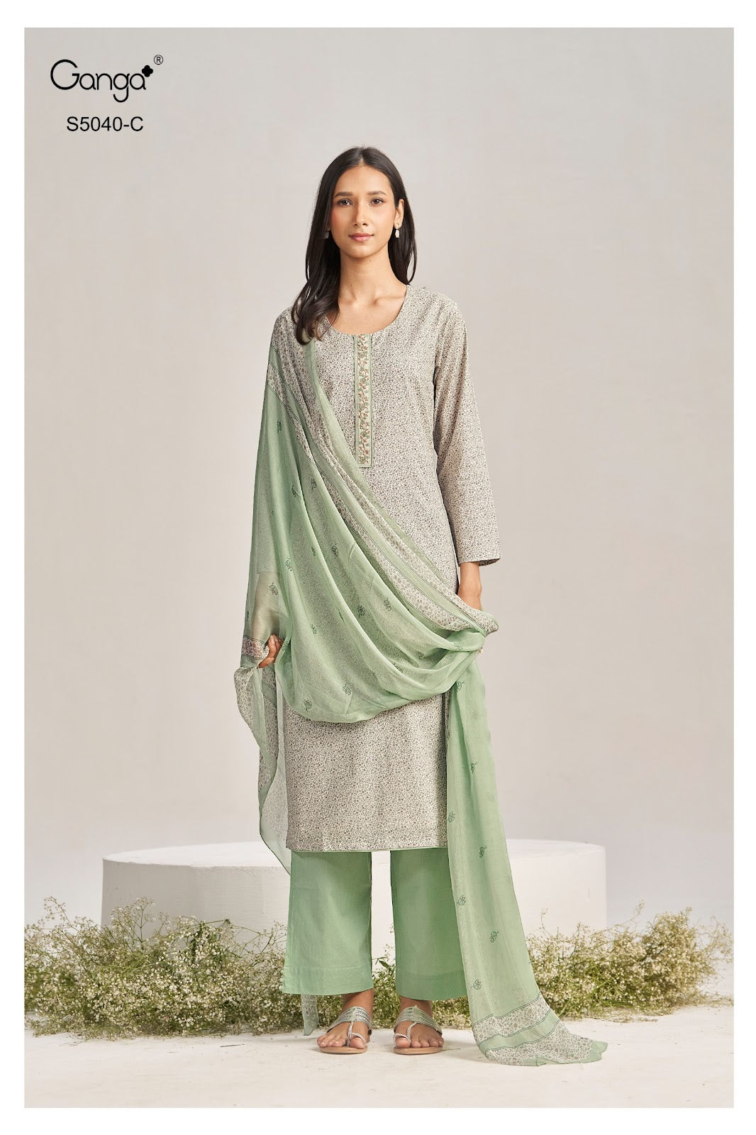 Jaimini S5040 Ganga Cotton Pant Style Suits Wholesaler Ahmedabad