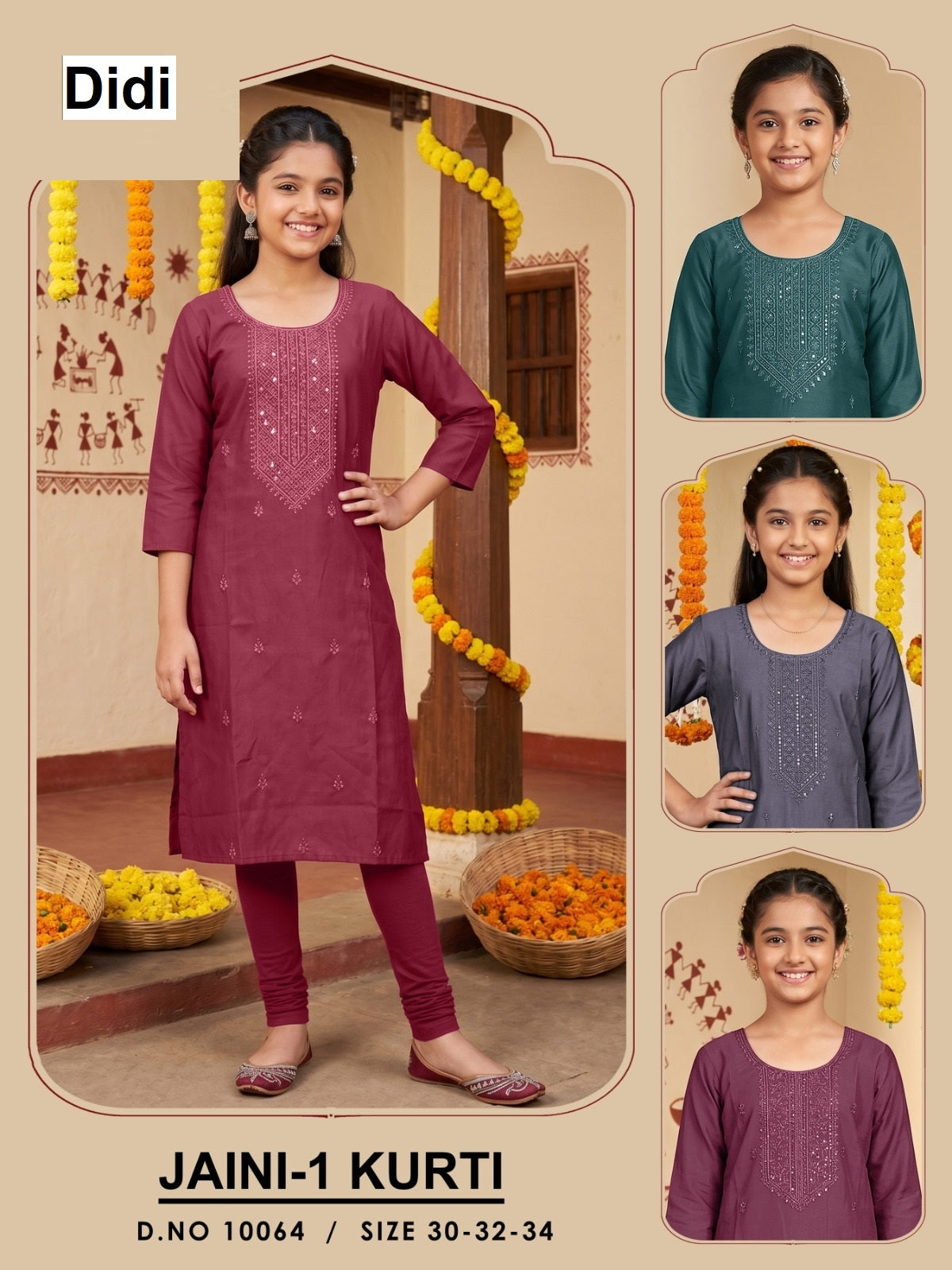 Jaini 1 Dn 10064 Didi Gadwal Silk Girls Kurti Wholesale Price