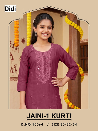 Jaini 1 Dn 10064 Didi Gadwal Silk Girls Kurti Wholesale Price