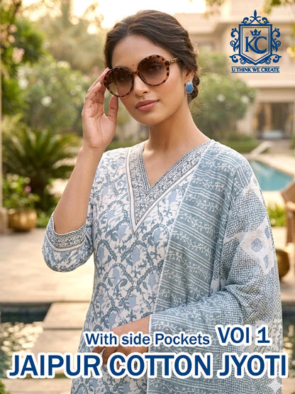 Jaipur Cotton Jyoti Vol 1 Kcf Readymade Pant Style Suits Wholesale Rate
