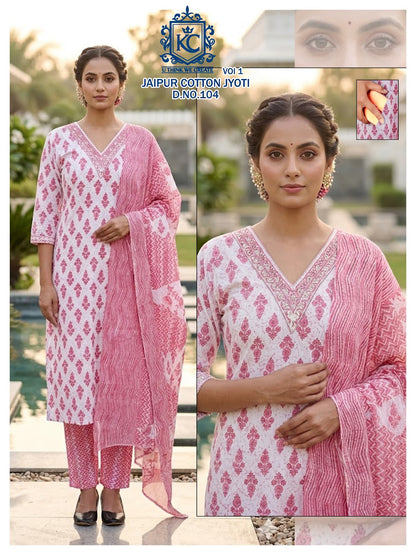 Jaipur Cotton Jyoti Vol 1 Kcf Readymade Pant Style Suits Wholesale Rate
