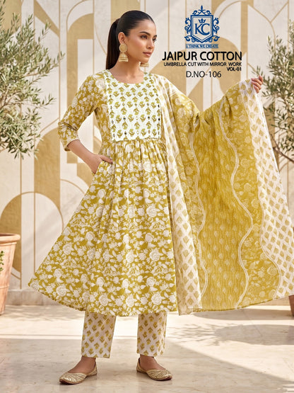 Jaipur Cotton Vol 1 Kcf Cotton Readymade Anarkali Suits Manufacturer India