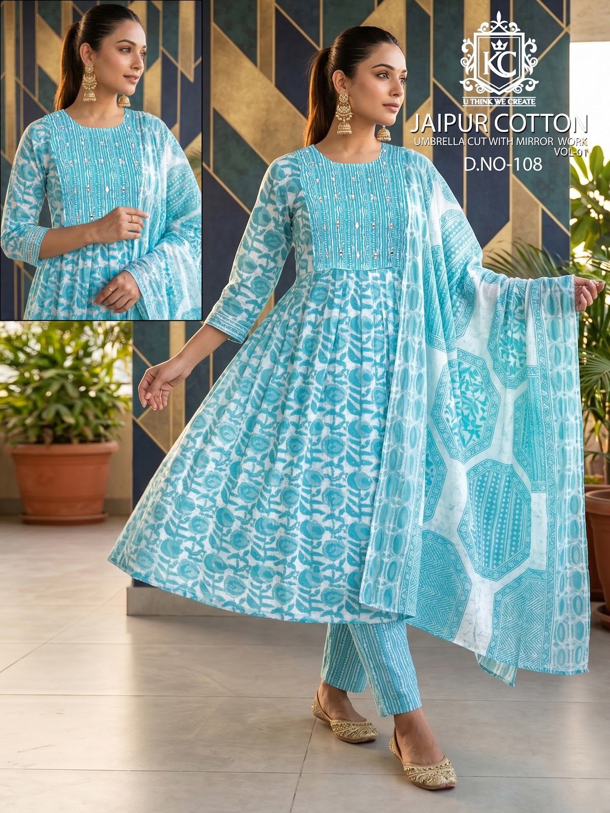 Jaipur Cotton Vol 1 Kcf Cotton Readymade Anarkali Suits Manufacturer India