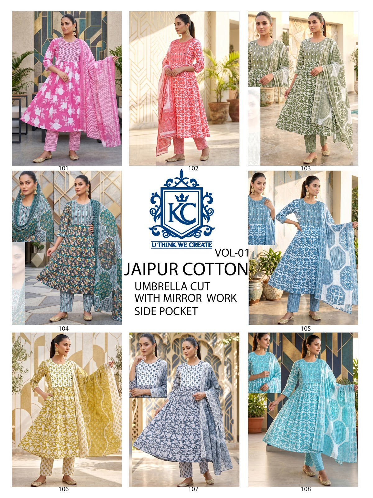Jaipur Cotton Vol 1 Kcf Cotton Readymade Anarkali Suits Manufacturer India