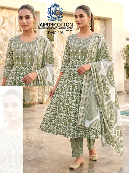 Jaipur Cotton Vol 1 Kcf Cotton Readymade Anarkali Suits Manufacturer India