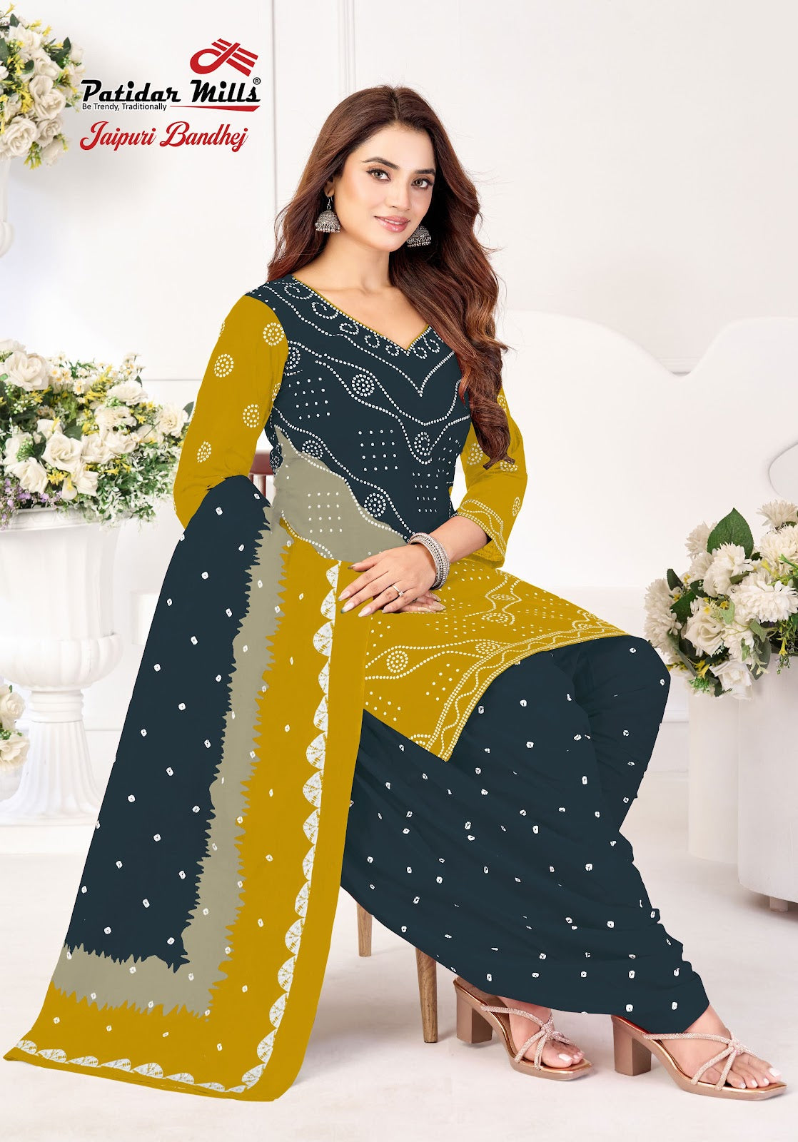 Jaipuri Bandhej Vol 1 Patidar Mills Cotton Dress Material Wholesale Rate