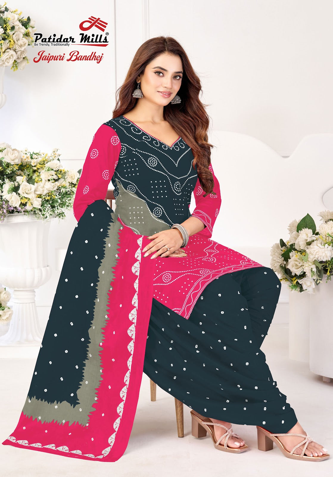 Jaipuri Bandhej Vol 1 Patidar Mills Cotton Dress Material Wholesale Rate