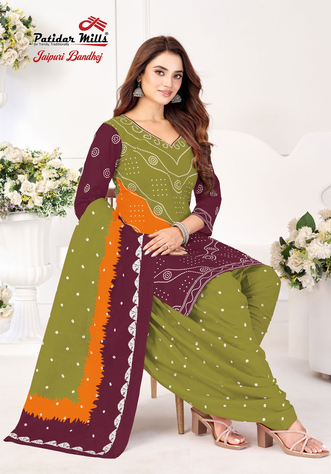 Jaipuri Bandhej Vol 1 Patidar Mills Cotton Dress Material Wholesale Rate