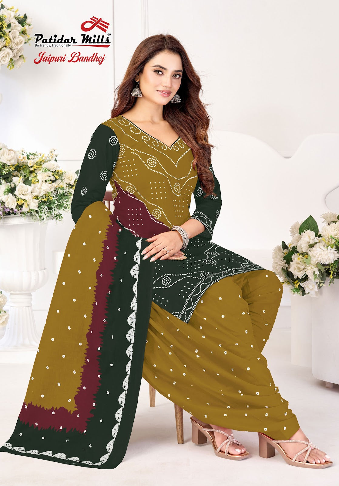 Jaipuri Bandhej Vol 1 Patidar Mills Cotton Dress Material Wholesale Rate