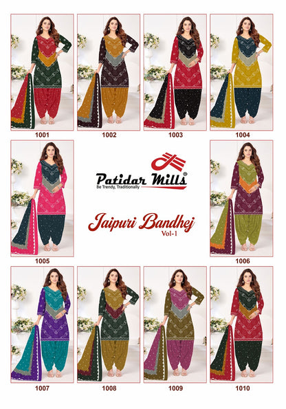 Jaipuri Bandhej Vol 1 Patidar Mills Cotton Dress Material Wholesale Rate