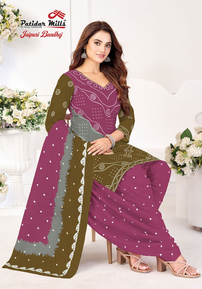 Jaipuri Bandhej Vol 1 Patidar Mills Cotton Dress Material Wholesale Rate