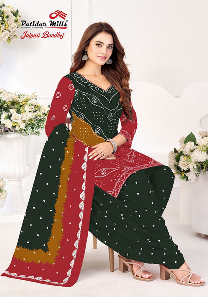 Jaipuri Bandhej Vol 1 Patidar Mills Cotton Dress Material Wholesale Rate