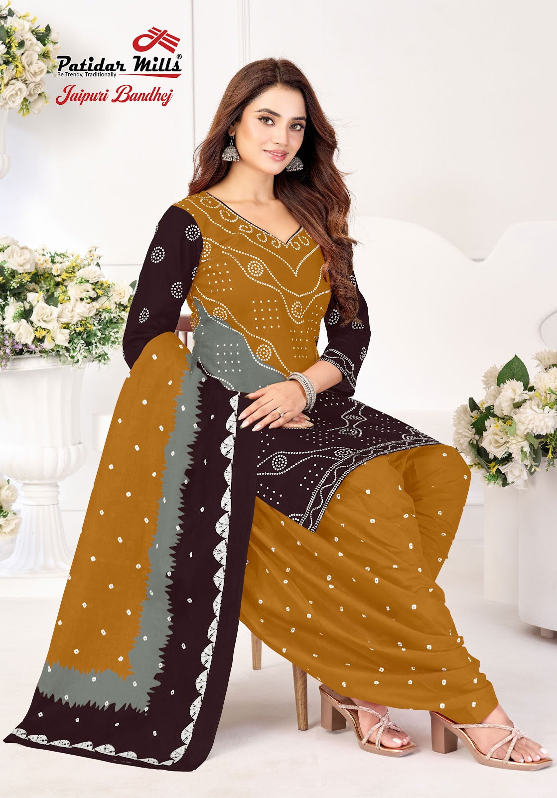 Jaipuri Bandhej Vol 1 Patidar Mills Cotton Dress Material Wholesale Rate