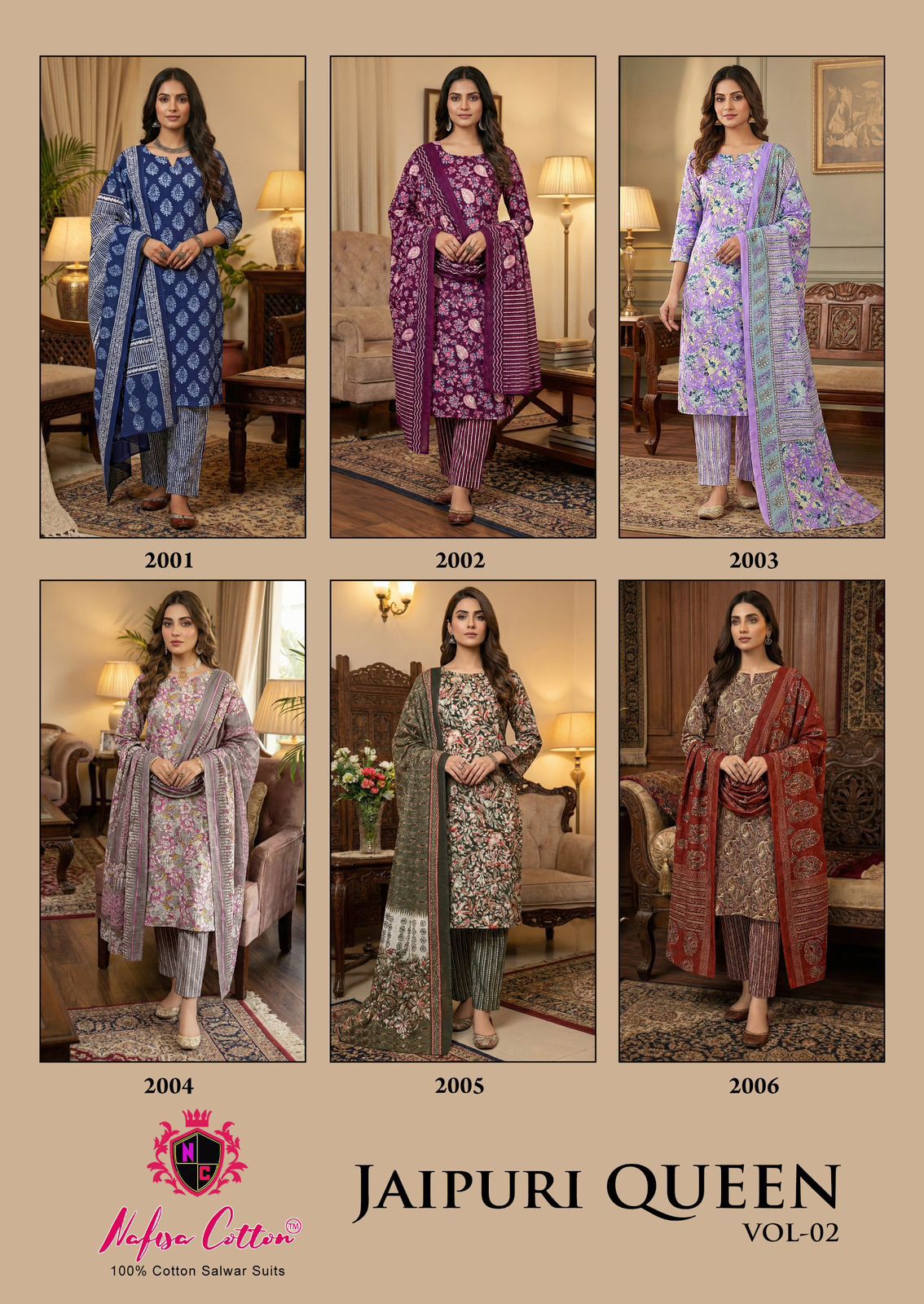 Jaipuri Queen Vol 2 Nafisa Cotton Mix Cotton Karachi Salwar Suits Wholesale