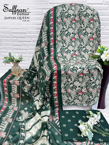 Jaipuri Queen Vol 4 Saffron Cotton Mix Cotton Karachi Salwar Suits Wholesaler Gujarat