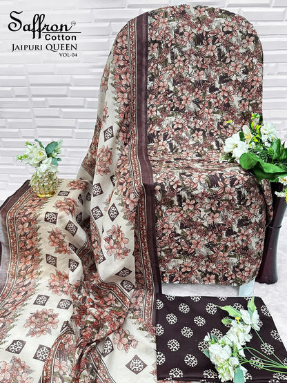 Jaipuri Queen Vol 4 Saffron Cotton Mix Cotton Karachi Salwar Suits Wholesaler Gujarat