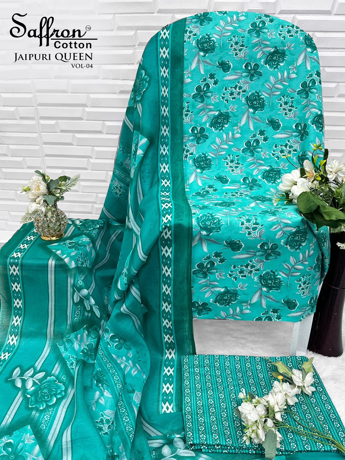 Jaipuri Queen Vol 4 Saffron Cotton Mix Cotton Karachi Salwar Suits Wholesaler Gujarat