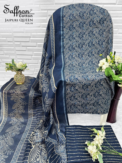 Jaipuri Queen Vol 4 Saffron Cotton Mix Cotton Karachi Salwar Suits Wholesaler Gujarat