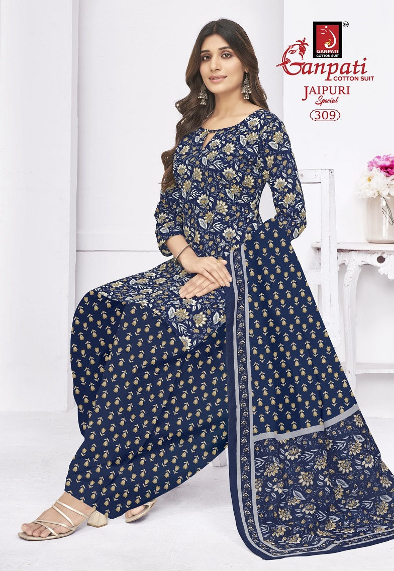 Jaipuri Special Patiyala Vol 14 Ganpati Pure Cotton Cotton Dress Material Supplier Gujarat