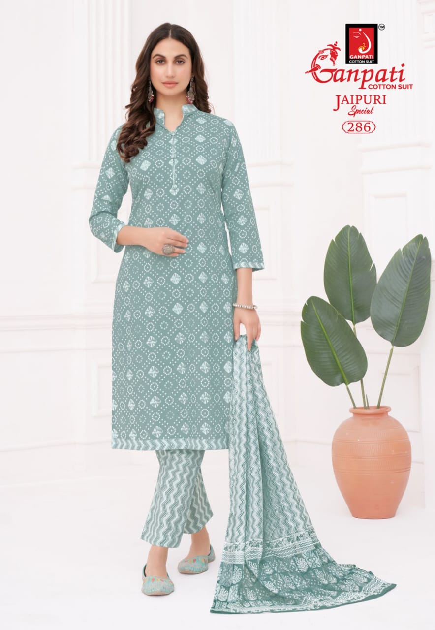 Jaipuri Special Vol 13 Ganpati Cotton Pant Style Suits Supplier India