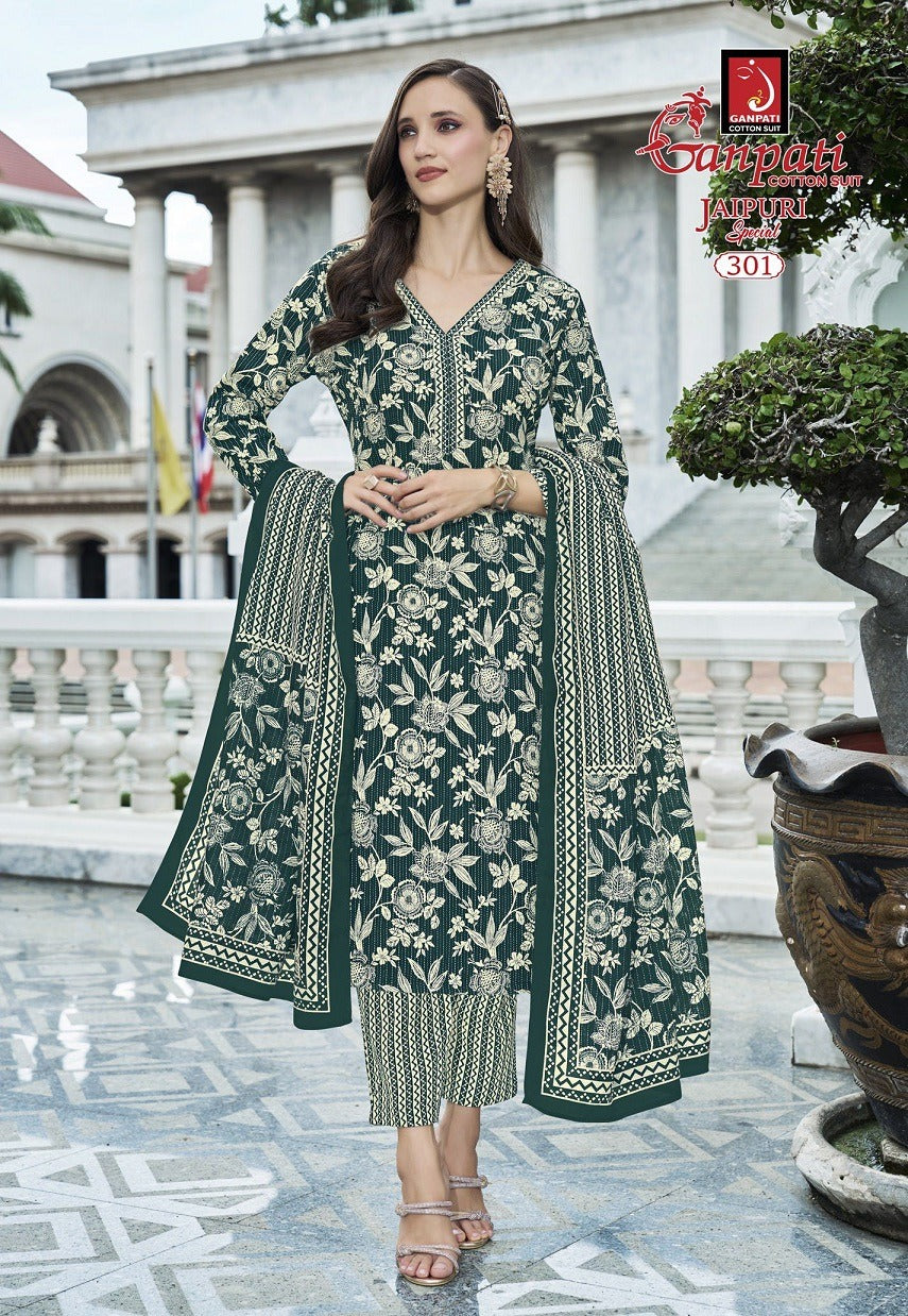 Jaipuri Special Vol 14 Ganpati Cotton Pure Cotton Readymade Pant Style Suits Wholesaler Ahmedabad