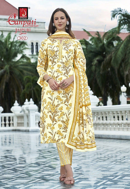 Jaipuri Special Vol 14 Ganpati Cotton Pure Cotton Readymade Pant Style Suits Wholesaler Ahmedabad