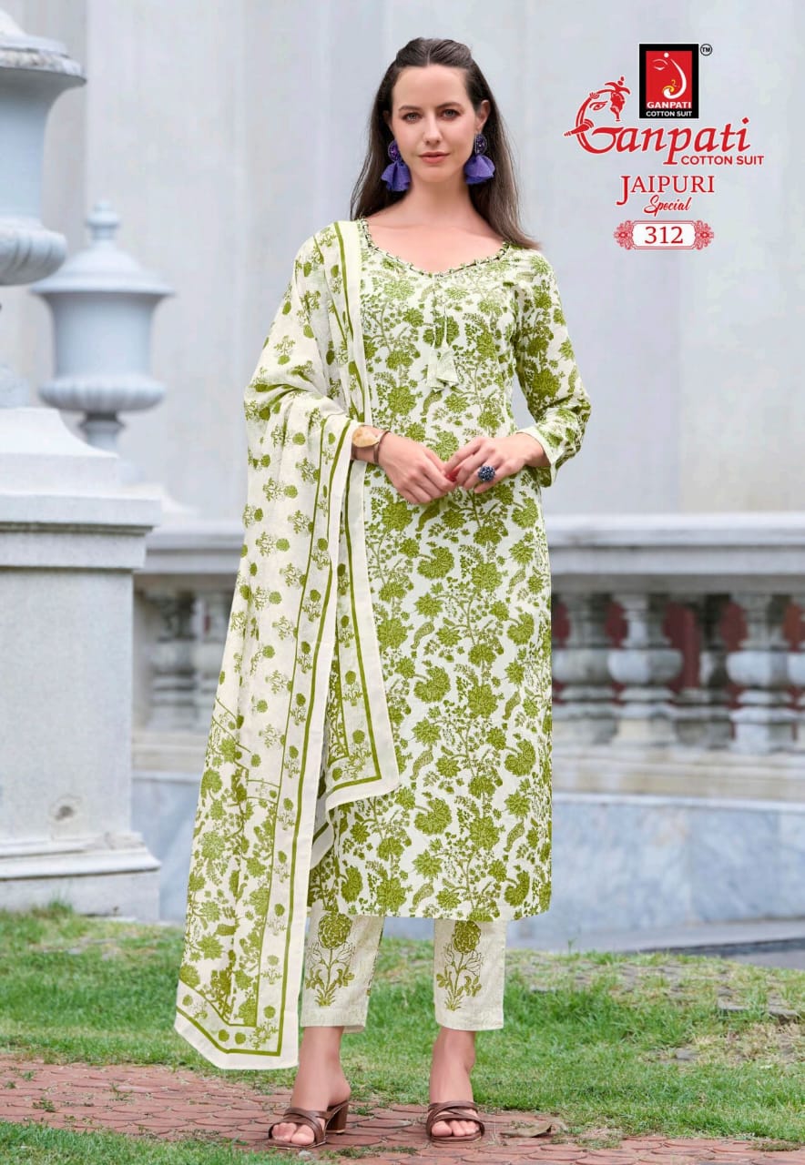 Jaipuri Special Vol 15 Ganpati Cotton Pant Style Suits Wholesaler India