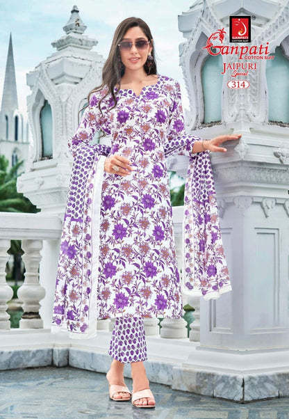 Jaipuri Special Vol 15 Ganpati Cotton Pant Style Suits Wholesaler India