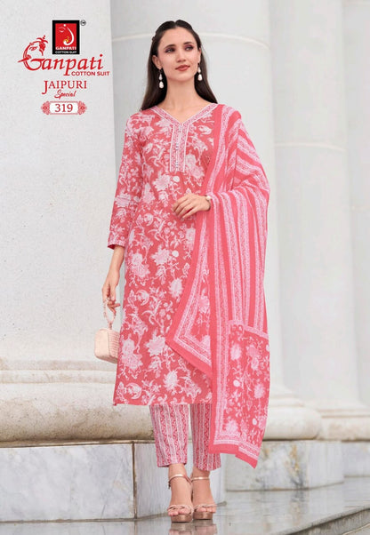 Jaipuri Special Vol 15 Ganpati Cotton Pant Style Suits Wholesaler India