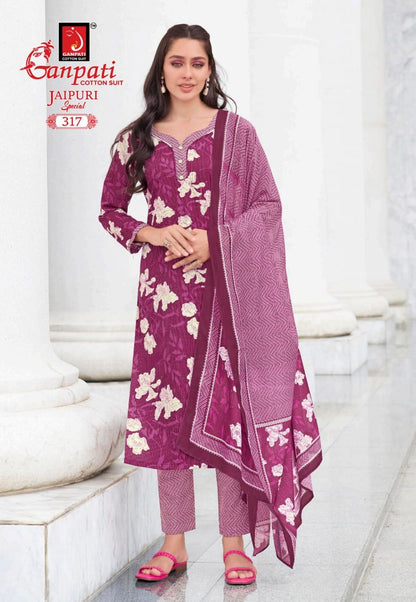Jaipuri Special Vol 15 Ganpati Cotton Pant Style Suits Wholesaler India