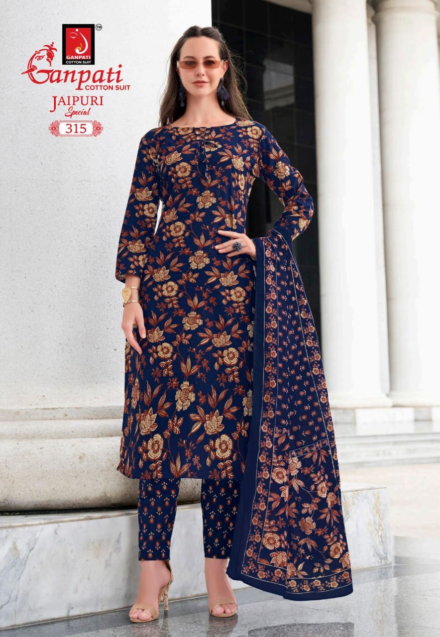 Jaipuri Special Vol 15 Ganpati Cotton Pant Style Suits Wholesaler India
