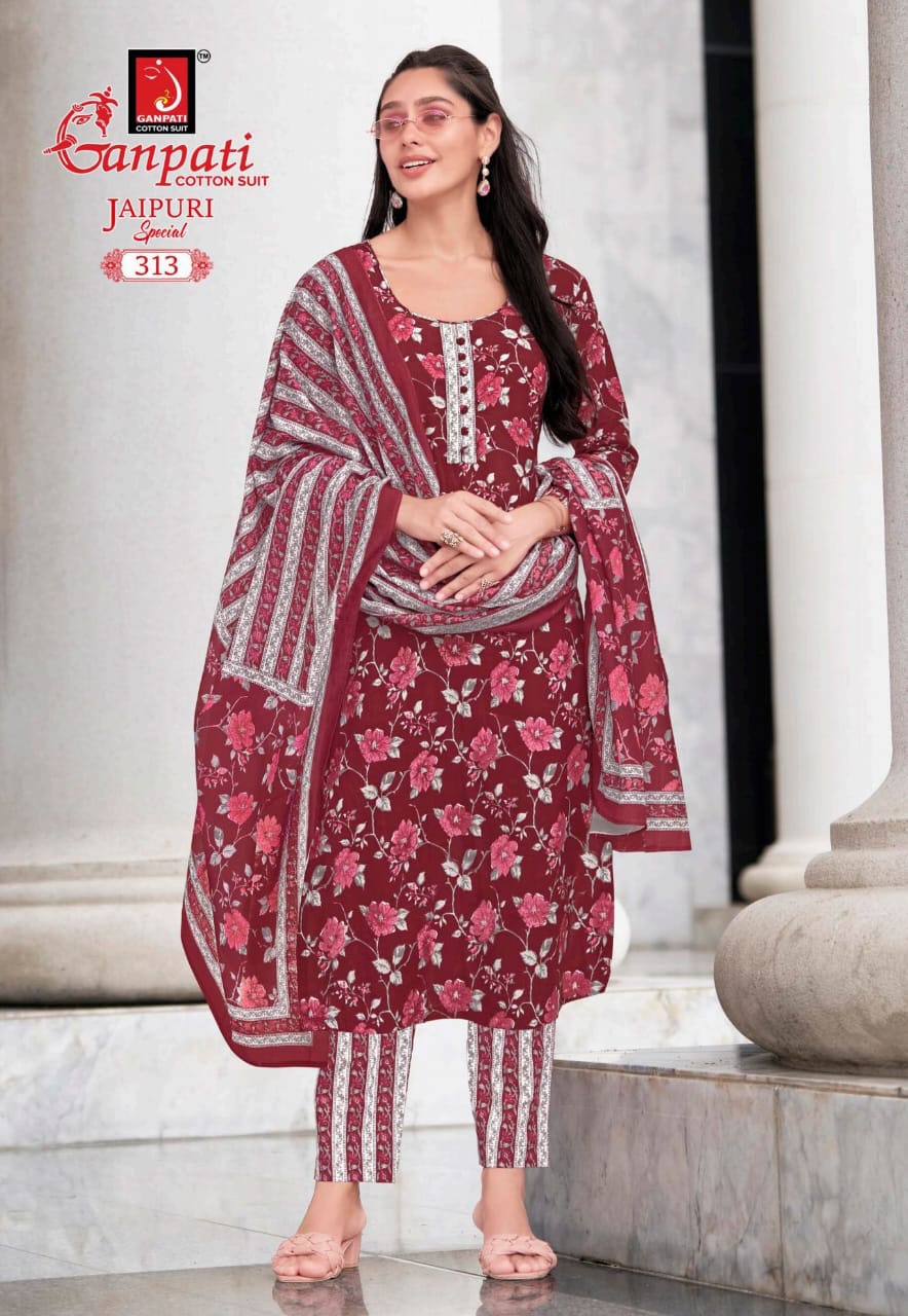 Jaipuri Special Vol 15 Ganpati Cotton Pant Style Suits Wholesaler India
