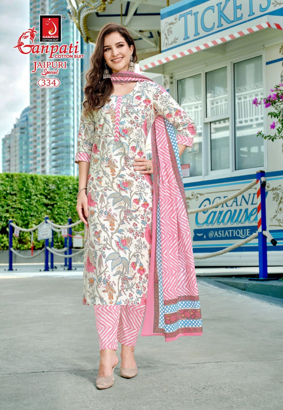 Jaipuri Special Vol 16 Ganpati Cotton Pant Style Suits Exporter Gujarat