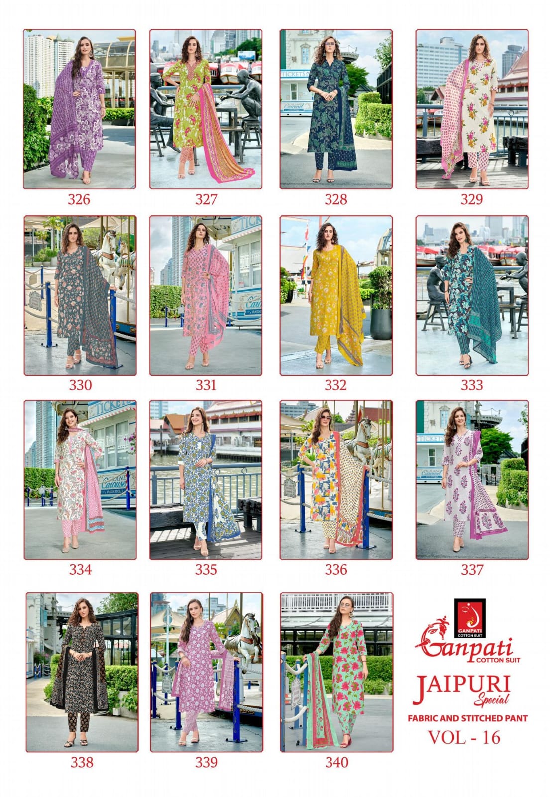 Jaipuri Special Vol 16 Ganpati Cotton Pant Style Suits Exporter Gujarat