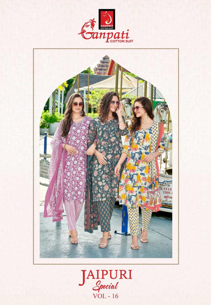 Jaipuri Special Vol 16 Ganpati Cotton Readymade Pant Style Suits Manufacturer India