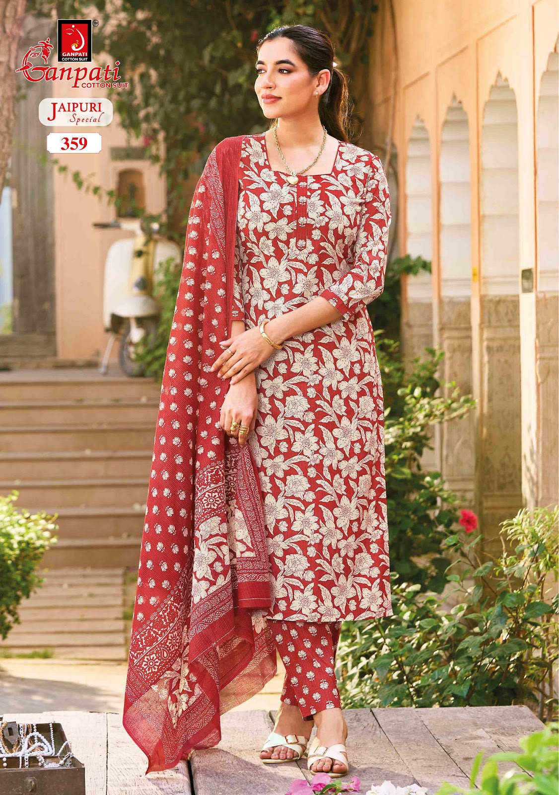 Jaipuri Special Vol 18 Ganpati Cotton Dress Material Supplier India