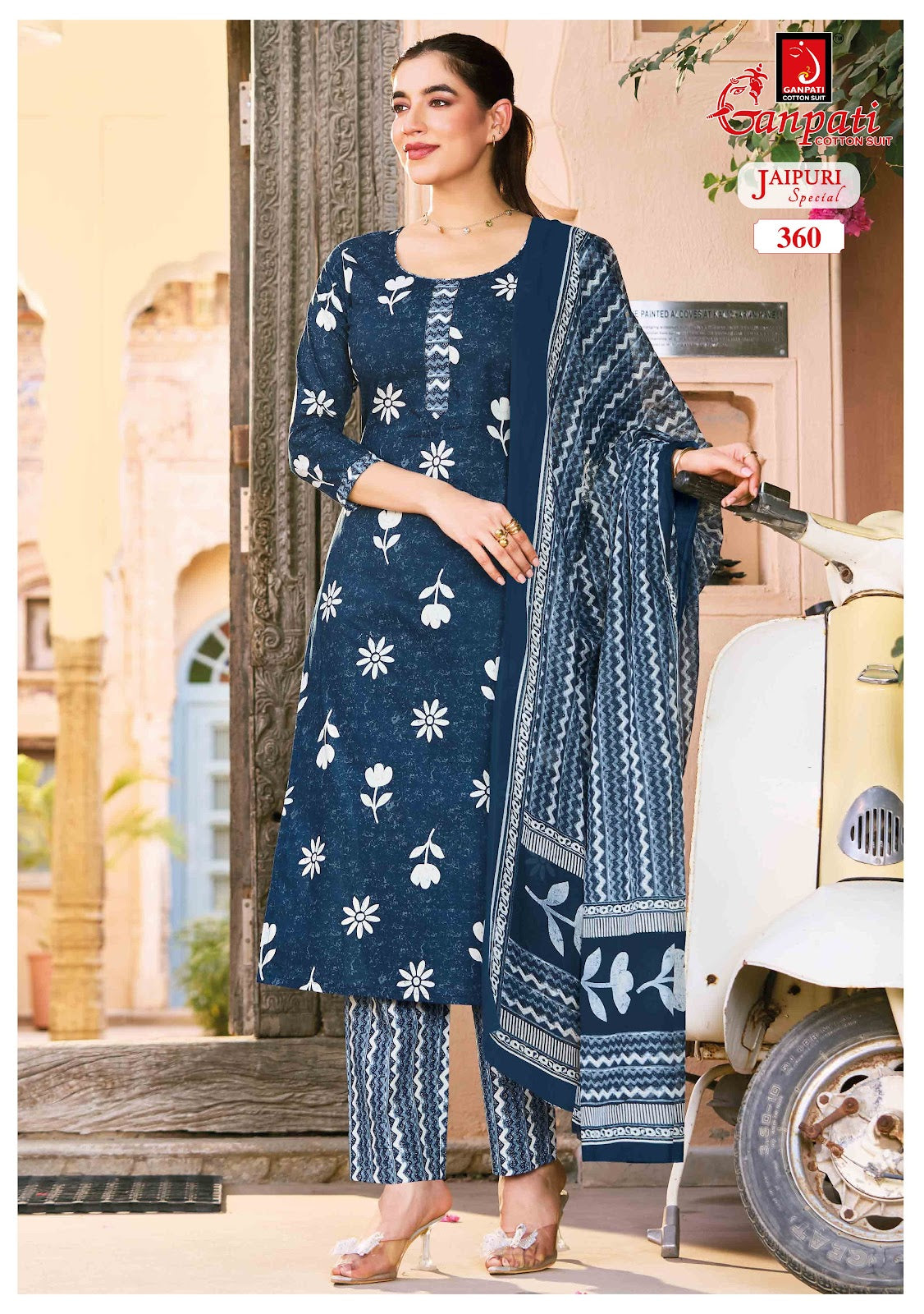 Jaipuri Special Vol 18 Ganpati Cotton Dress Material Supplier India