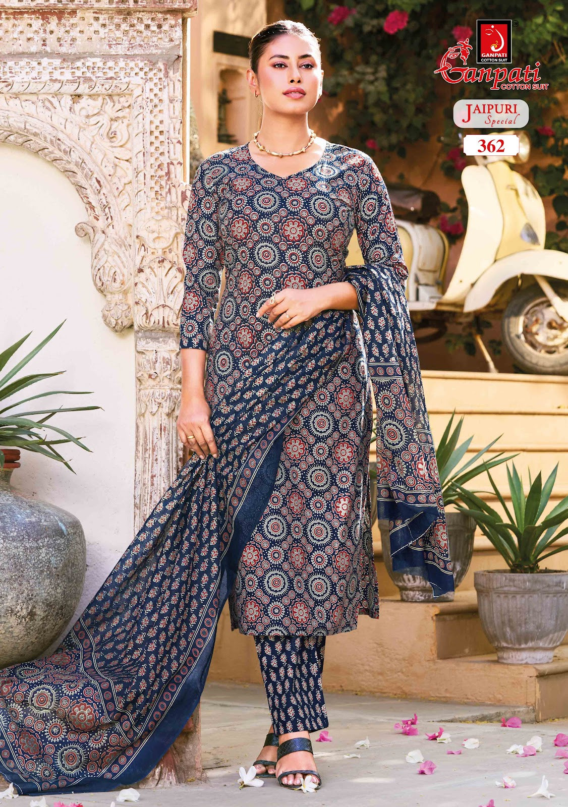 Jaipuri Special Vol 18 Ganpati Cotton Dress Material Supplier India