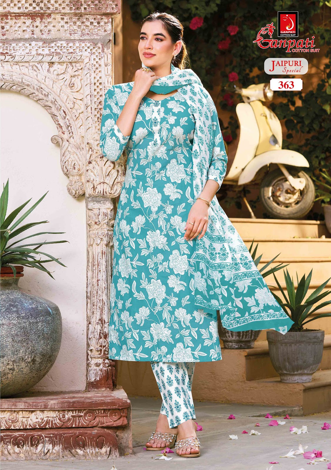 Jaipuri Special Vol 18 Ganpati Cotton Dress Material Supplier India