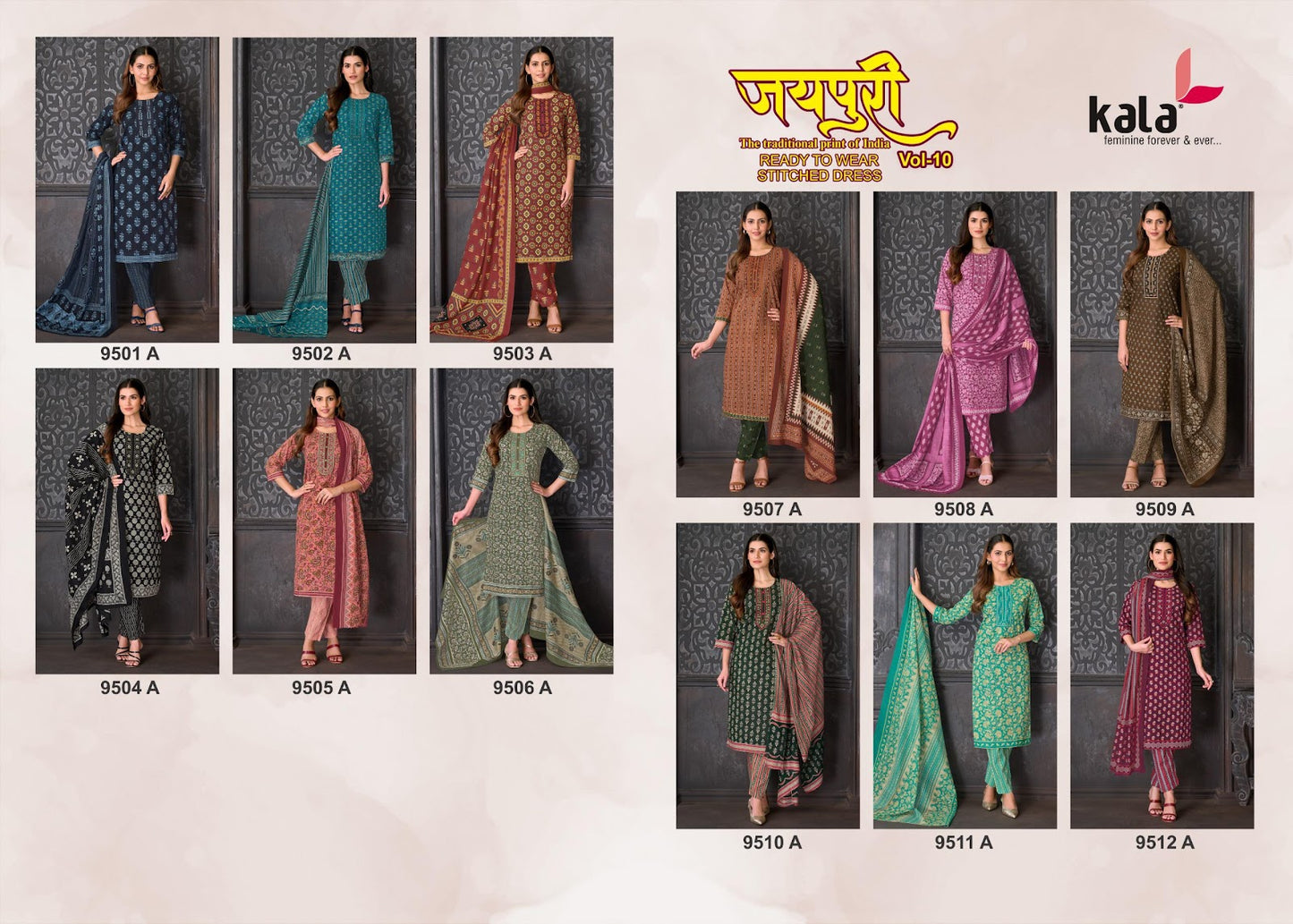 Jaipuri Vol 10 Kala Readymade Cotton Pant Suits Exporter India