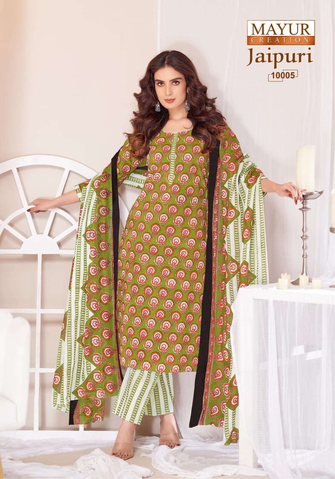 Jaipuri Vol 10 Mayur Creation Readymade Cotton Pant Suits Wholesaler Ahmedabad