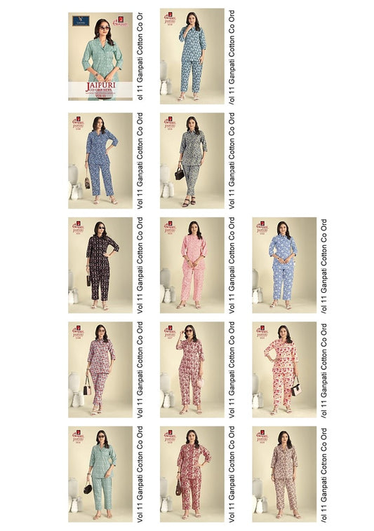 Jaipuri Vol 11 Ganpati Cotton Co Ord Set Wholesaler Ahmedabad