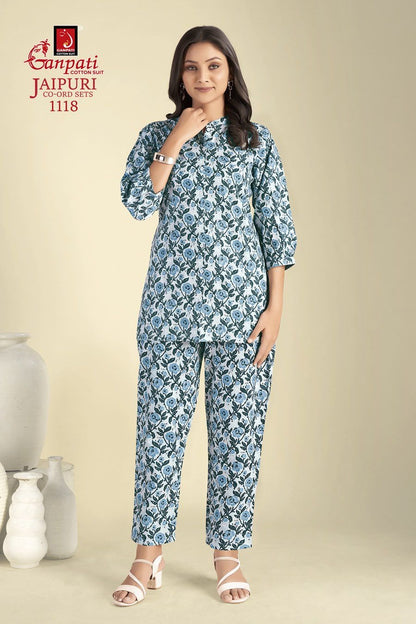 Jaipuri Vol 11 Ganpati Cotton Co Ord Set Wholesaler Ahmedabad