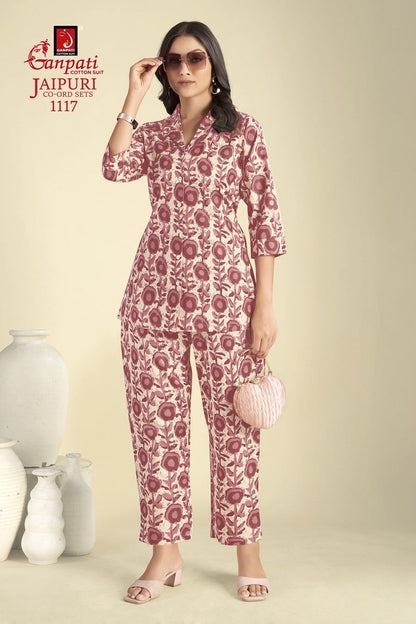 Jaipuri Vol 11 Ganpati Cotton Co Ord Set Wholesaler Ahmedabad