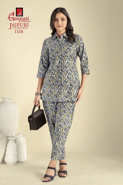 Jaipuri Vol 11 Ganpati Cotton Co Ord Set Wholesaler Ahmedabad