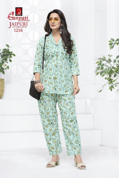 Jaipuri Vol 12 Ganpati Cotton Co Ord Set Wholesaler Gujarat